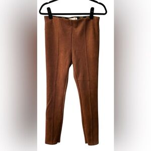 Anthropologie Brown Faux Suede Leggings Ankle Zippers Size 28